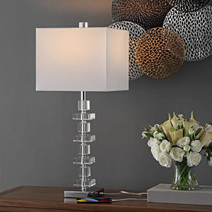 SAFAVIEH Lighting Collection Modern Deco 28-inch Bedroom Living Room Home Office Desk Nightstand Table Lamp Set of 2 (LED Bulbs Included)
