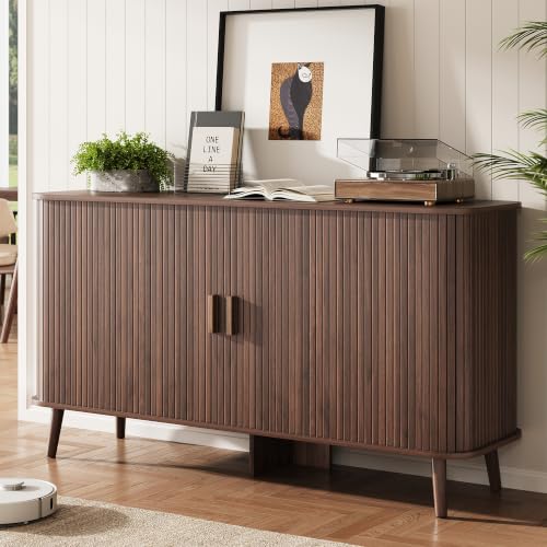 55" Fluted Sideboard Buffet Cabinet with Sliding Door, view 2
