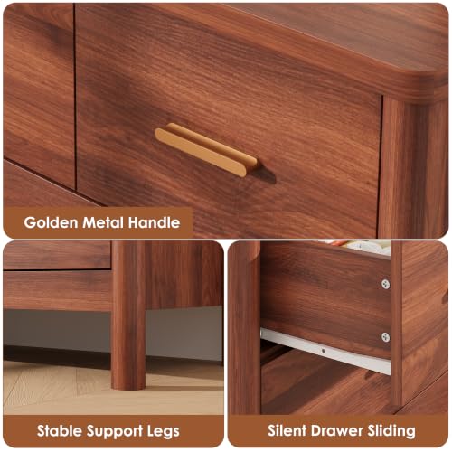 7 Drawer Dresser, Modern Wooden Storage Chest of Drawers, Walnut, view 6