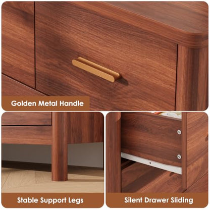 7 Drawer Dresser, Modern Wooden Storage Chest of Drawers, Walnut, view 6
