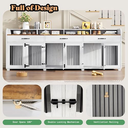 95" Dog Crate Furniture, Multi-Functional TV Stand with Storage, view 8