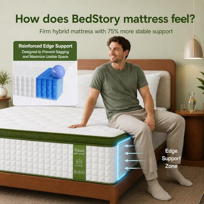Firm Queen Size Mattress 14 Inch, Luxury Hybrid Mattress for Back Pain Relief with Zoned Lumbar Support, Cooling Hotel Collection Deep Sleep Mattresses, 365 Nights Trial, 10-Year Warranty