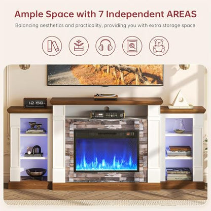 70" Electric Fireplace TV Stand, Entertainment Center with Open Storage, view 5