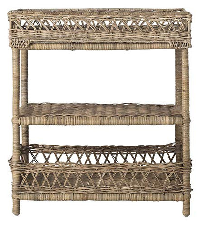 SAFAVIEH Home Collection Ajani Natural Wicker 3 Tier Accent Table