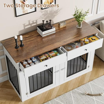 60" Dog Crate Furniture for 2 Dogs, view 5