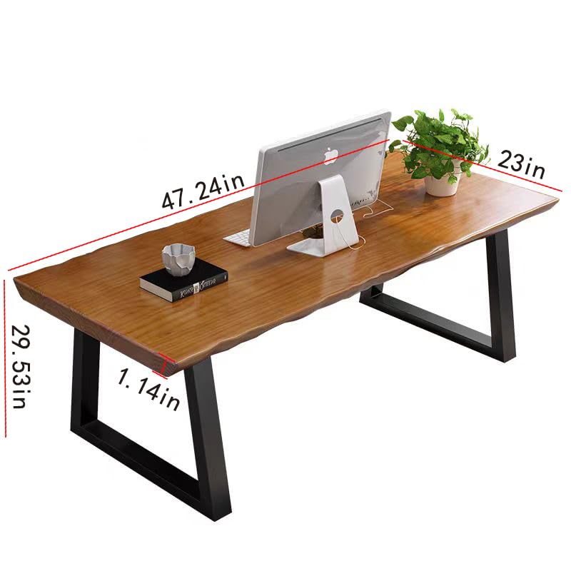 Modern Solid Wood Executive Desk – Spacious and Minimalist Home Office Workstation Perfect for Writing and Professional Use (Light Brown, 47in)