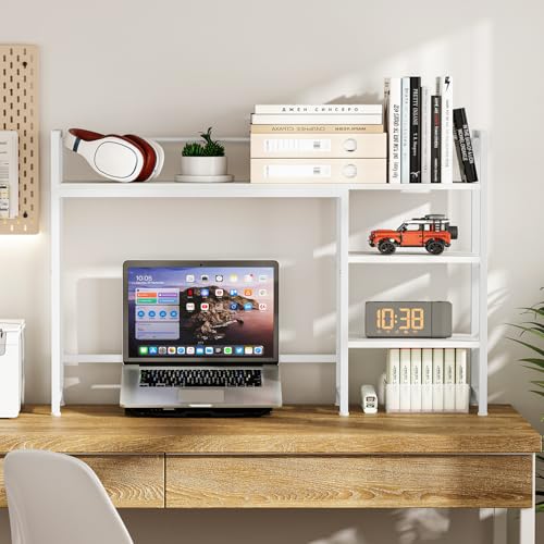 Desk Shelf, 44.9" Large Desktop Organizer Shelf, Desk Hutch for Monitor, view 5