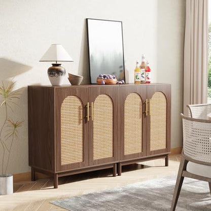 Set of 2 Rattan Sideboard, 59” Buffet Cabinet with Storage, view 4