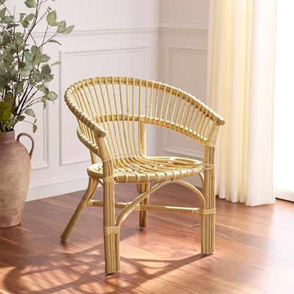 SAFAVIEH Furniture - Varvara Woven Accent Chair - Natural Rattan - Fully Assembled - Ideal for Living Room, Bedroom, Dining Space, 16" Seat Height (ACH9905A)