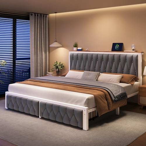 King Bed Frame with 2 Storage Drawers, view 4