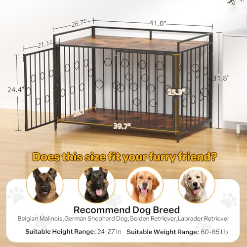 42" Dog Crate Furniture Style, Decorative Wooden Dog Cage, view 7