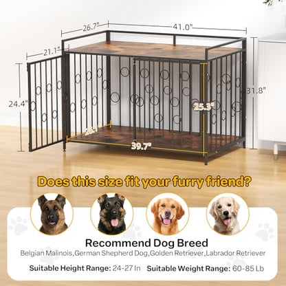 42" Dog Crate Furniture Style, Decorative Wooden Dog Cage, view 7