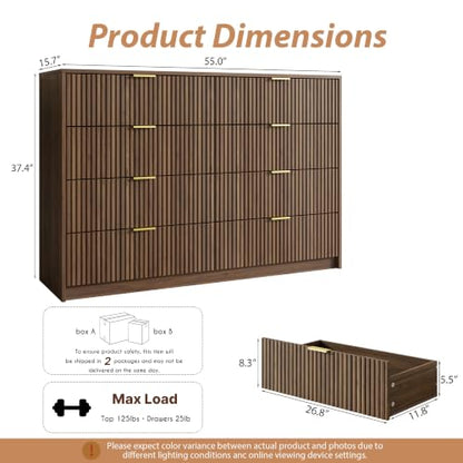 Dresser for Bedroom, 8 Drawer Double Dresser, view 3