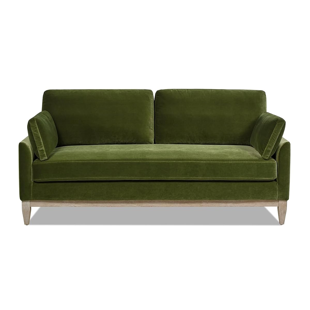 Jennifer Taylor Home Pasadena 75.5" Modern Living Room Farmhouse Performance Velvet Compact Sofa Couch for Small Spaces and Apartments in Olive Green