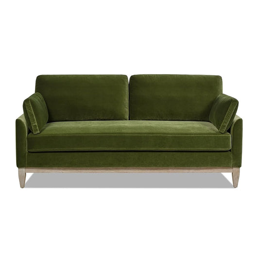 Jennifer Taylor Home Pasadena 75.5" Modern Living Room Farmhouse Performance Velvet Compact Sofa Couch for Small Spaces and Apartments in Olive Green