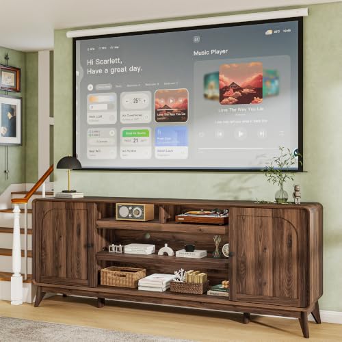 70" Mid Century TV Stand for Living Room Entrainment Center, Walnut, view 7