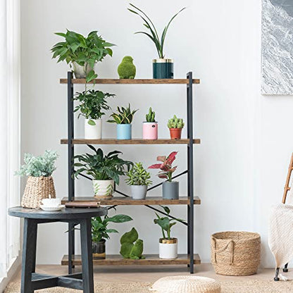 Bookshelf, 4-Tier Industrial Bookcase, Rustic Open Book Shelf, view 5