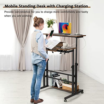 Mobile Standing Desk Adjustable Height, Rolling Desk Stand Up Desk, view 5