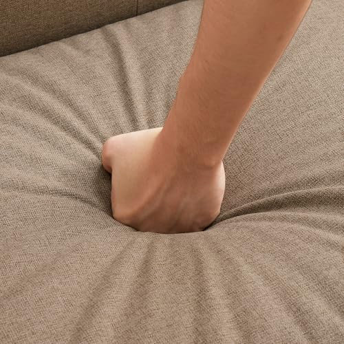 Fabric Accent Chair, Button Tufted Living Room Chairs Easy to Install, Upholstered Arm Chair for Living Room Bedroom Study Office (1, Brown)