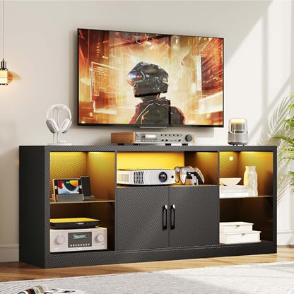59" TV Stand for TVs up to 65", LED Entertainment Center, Black, view 5