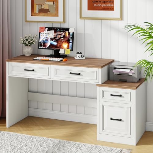 61" Farmhouse Computer Desk with Storage and File Drawer, view 6