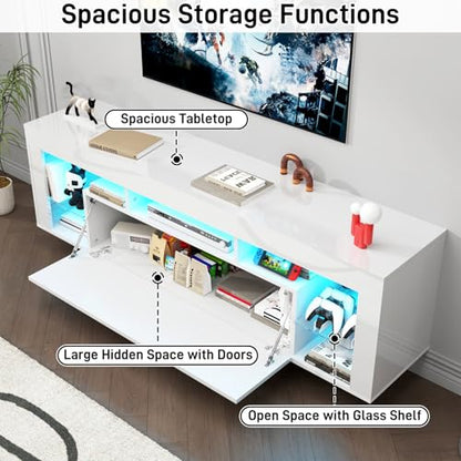 63" Floating High Gloss LED TV Stand for 75" TVs, view 5