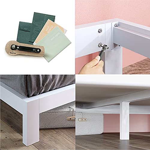 Arnav Metal Platform Bed Frame, Wood Slat Support, No Box Spring Needed, view 5