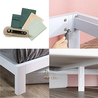 Arnav Metal Platform Bed Frame, Wood Slat Support, No Box Spring Needed, view 5