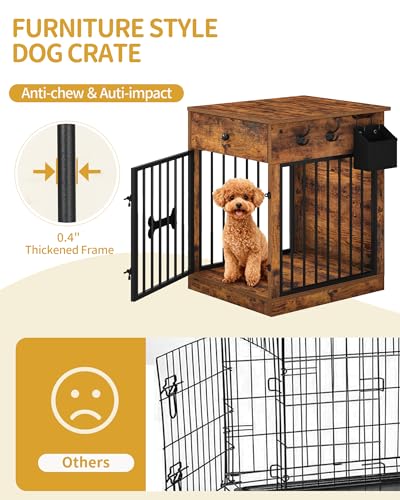 24.6'' Dog Crate Furniture with Storage & Power Indoor Dog Kennel, view 7