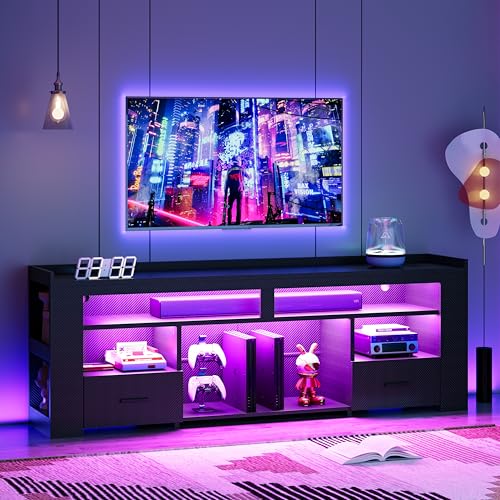 71" TV Stand for 75 Inch TV, Carbon Fiber Entertainment Center, view 2