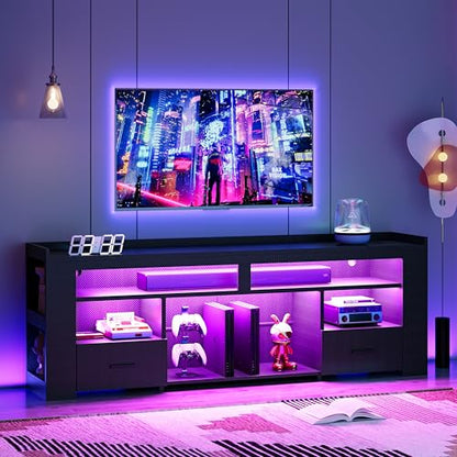 71" TV Stand for 75 Inch TV, Carbon Fiber Entertainment Center, view 2
