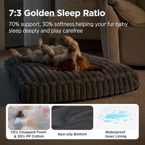 ComfyFleece™ Fluffy Balanced Support Large Dog Bed for Crate,35x22, view 4