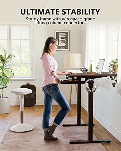 48 x 24 Inches Large Height Adjustable Electric Standing Desk with Keyboard Tray, Ergonomic Workstation for Home Office, Black Frame Rustic Brown Top