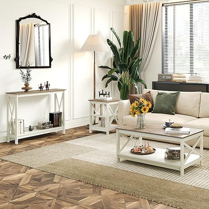Farmhouse Coffee Table for Living Room, White, view 5