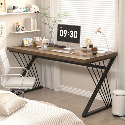 Computer Desk, Modern Home Office Desk, Industrial Wood and Metal Study Writing Work PC Table for Bedroom Living Room, Rustic Oak, 47 Inch