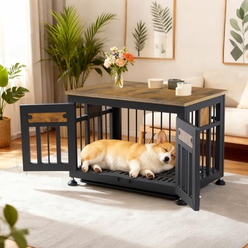 Dog Crate Furniture，26" Dog Kennel Furniture with Indestructible Metal, view 7