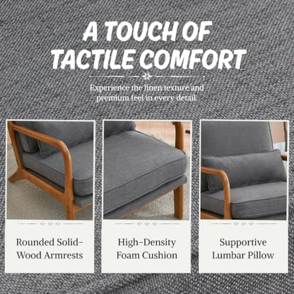 Mid-Century Modern Accent Reading Chair, Grey, view 6