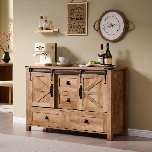 48" Wide Farmhouse Sideboard Buffet Cabinet, Light Tree Knot, view 2