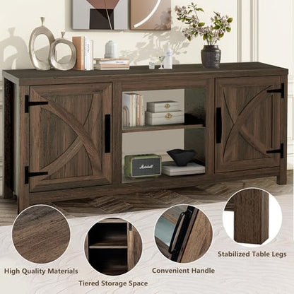 TV Stand for 65 Inch TVs, Farmhouse Entertainment Center with Storage, view 5