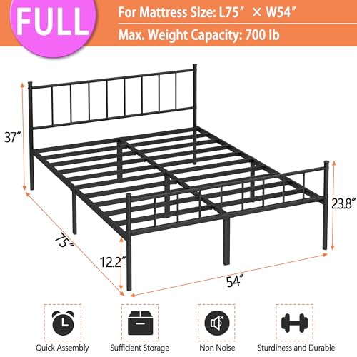 Full Metal Bed Frame,Steel Slat Support,Noise Free,Easy Assembly, view 3