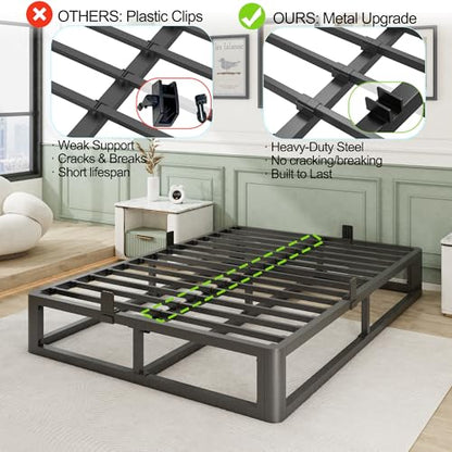Steel Slats King Bed Frame with Rounded Corners, Quiet Assembly, view 7