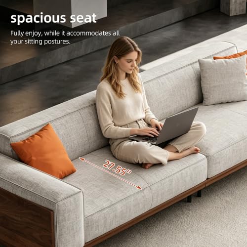 Modern 4-Seater Upholstered Fabric Sofa for Living Room, 111.8", view 5