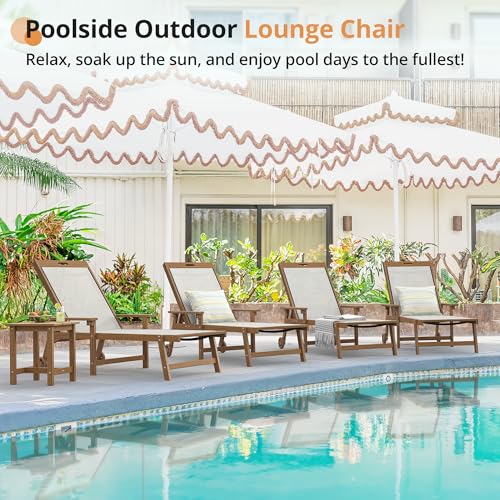 Lounge Chair Outdoor Set of 2,HDPS & HDPE Wicker Adjustable Chaise, view 5
