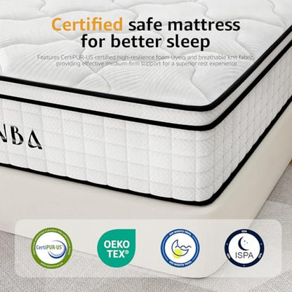 Twin 10 Inch Hybrid Mattress in a Box, Balanced Medium Feel, view 3
