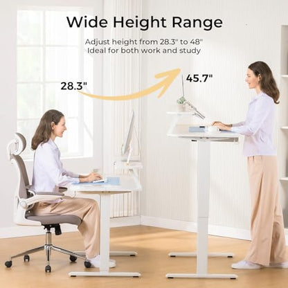 Electric Standing Desk with Drawers, 48 x 24'' Sit Stand up Desk with Monitor Stand, Laptop Stand, Height Adjustable Ergonomic Home Office Computer Desk with Memory Preset Controller