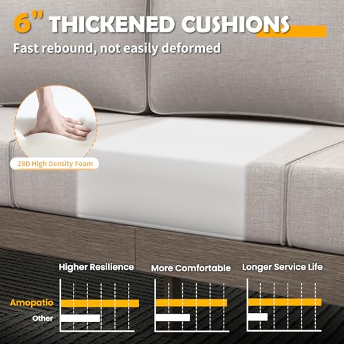 Aluminum Patio Furniture Set, 8 Pieces Modern Metal Outdoor Furniture, Faux Wood Grain Finish Frame Patio Sofa Sets with 6" Cushion for Backyard, Beige (Included Waterproof Covers)