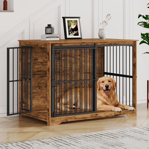 46.9 in XXL Dog Crate Furniture Indoor Dog Kennel with Barn Door, view 2