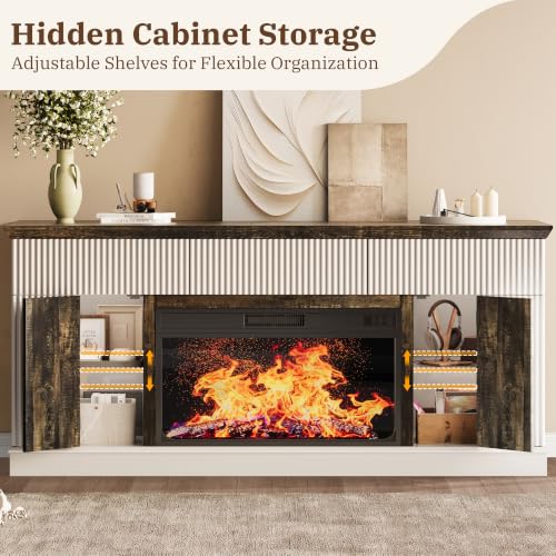 70" Fluted Fireplace TV Stand with 36" Fireplace for 75" TV, view 7