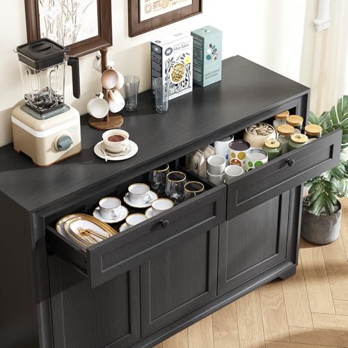 48 Inches Sideboard Buffet Cabinet with Storage, Black, view 7