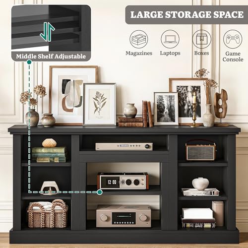 70" Farmhouse TV Stand for 75/80" TVs, Adjustable, Ink Black, view 3